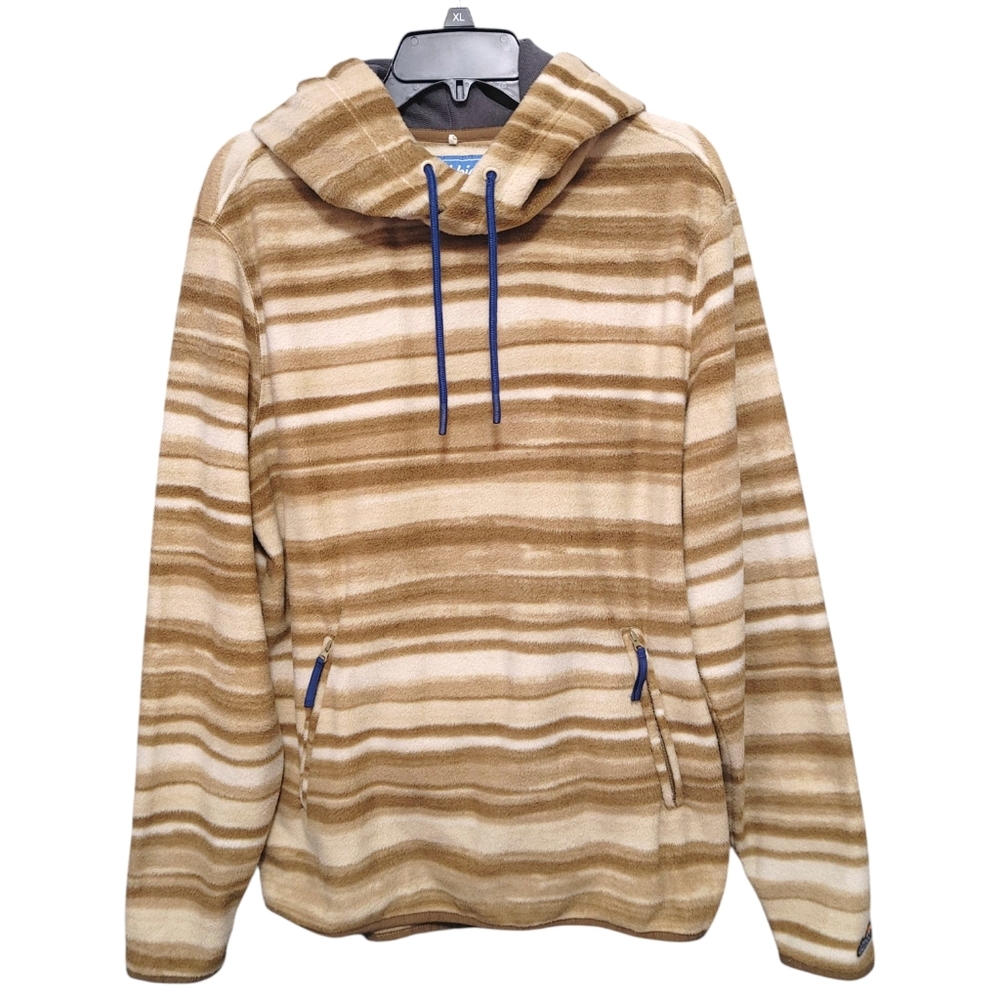 Chubbies Brown Stripes Pullover Fleece Drawstring Hoodie Mens Size Large L - Picture 10 of 10